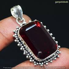 Garnet Glass Gemstone Ethnic Handmade Pendant Jewelry 2" GP ...
