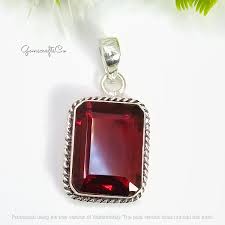 Vintage Style Garnet Pendant Necklace: Sterling Silver ...