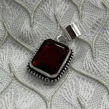 Garnet Gemstone Pendant 925 Sterling Silver Handmade Pendant ...