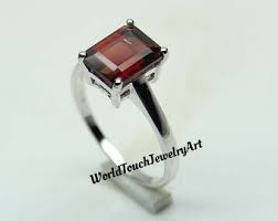 Natural Garnet Ring, Handmade Silver Ring, 925 Sterling Silver Garnet Ring, Emerald Cut Garnet Ring, Stylish Ring, Wedding Jewelry, - Etsy