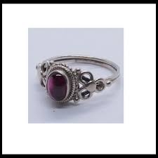 Garnet & Sterling Silver Ring. For Sale at Ruby Lane