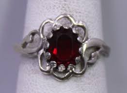 SIZE 6 ~Vintage Signed SETA Sterling Silver Red Gemstone ...
