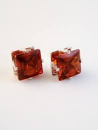 Ruby Princess Cut Silver Stud Earrings Genuine CZ Cubic Zirconia