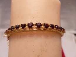 14K Gold Victorian Filigree Ruby Pearl Bangle Bracelet ...