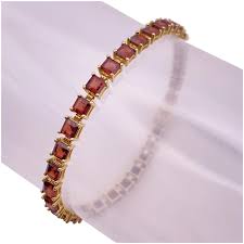 Garnet Vintage Line Bracelet 15.0 Carat Princess Cut 14K ...