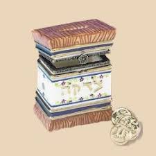 Tzedakah Porcelain Hinged Box Keepsake - MazalTovJudaica
