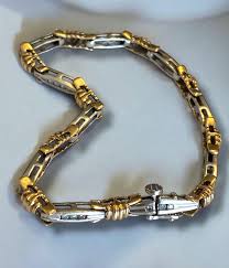 Beautiful 10K Two-tone Gold DIAMOND 3mm Wide Tennis Station 7” Bracelet - Etsy