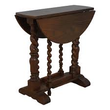 Baker Jacobean Style Oak Barely Twist Drop Leaf Table | Chairish