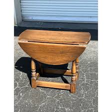 Mid 20th Century Side Oak Table With Drop Leafs | Chairish