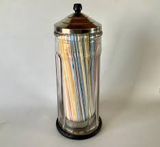 1950s Art Deco Soda Fountain STRAW Dispenser HOLDER Black ...