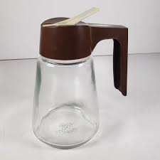 Gemco | Kitchen | Vintage Gemco Syrup Dispensing Jar Retro Clear Glass With Brown White Lid | Poshmark