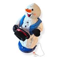 VTG Gemmy Snowflake Spinning Snowman Singing Dancing Snow ...