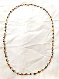 Vintage Bezel Set Austrian Crystal Pastel Gold Tone Necklace 22" | eBay