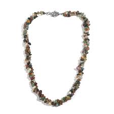 Buy EverTrue Indian Agate 365.00 ctw Chips Necklace in Platinum Bond 20 Inches at ShopLC.