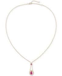 Macy's Ruby (1-1/2 ct. t.w.) & Diamond (1/3 ct. t.w.) Halo Lariat Necklace in 14k Gold, 16-18" - Macy's