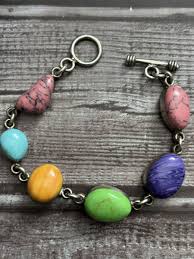 Vintage Sterling Silver Mexico Multi Stone Toggle Bracelet 7.5 Inch | eBay