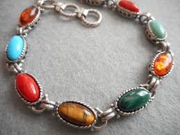 Sterling Silver Carolyn Pollack QT Multi Stone Link Toggle Clasp Bracelet 453C | eBay