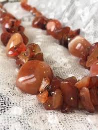 Vintage Carnelian Bead Necklace: Chunky Gemstone Jewelry, 19 ...