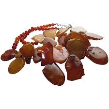 Sterling Silver Natural Stone Necklace in Shades of Goldtone ...