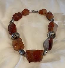 Chunky Orange quartz bead necklace, 19in | eBay