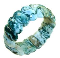 67.8g 925 Sterling Silver Moss Agate Stretch Bracelet Green Gemstone Unique | eBay