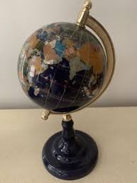 Desktop Gemstones World Globe SemiPrecious Inlaid 6” Lapis Abalone Pearl Perfect | eBay
