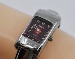 Geneva Silver Tone With Red Dial Womens Fashion Cuff ...