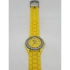 Geneva | Accessories | Geneva Faux Diamond Silicone Band Yellow Stainless Steel Back Rare Watch | Poshmark