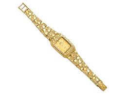 10k Yellow Gold Champagne 27x47mm Dial Square Face Nugget ...