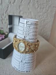 Womens Bay Studio Cuff Watch Shell Face Gold Tone Scroll ...