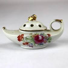 Aladdin's Lamp Incense Burner, Pink Rose & Gold Trim ...
