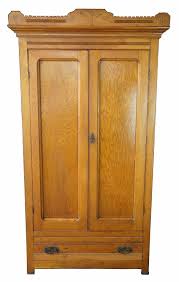 Late Victorian Antique Carved Oak Clothing Armoire Wardrobe Closet 81"