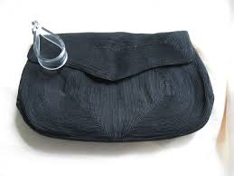 Vintage Corde Black Clutch Purse with Clear Lucite Handle ...
