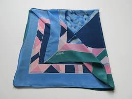 Vintage Kaah Danish Silk Scarf: Abstract Geometric Art, Blue Pink Green - Etsy UK