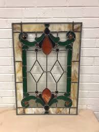 ANTIQUE VTG STAINED GLASS W/SLAG ETCHED AND BEVELED GLASS TIGER EYE 19 X 27 1/4 | eBay