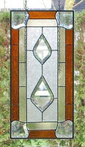 Stained Glass Window - Teardrop Bevels with Translucent Light and Medium Amber | #458270983