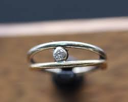 20G Front Facing Double Ring With Real Diamond 14k Solid Gold (NOT Plated or Filled) - Etsy