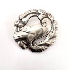 Early Georg Jensen 1915-27 Antique Art Nouveau 830 Silver Brooch. Desi – T Niklasson Gallery