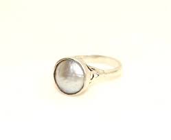 Vintage Sterling Silver Grey Silver Pearl Ring UK K US 5 1/4 ...