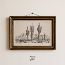 Vintage Western Wall Art Print: Black and White Desert ...