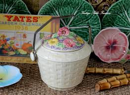 Vintage 1930s Art Deco Majolica Biscuit Barrel - Cookie Jar, Arthur Wood, Basket Weave & Cottage Flowers, Country Decor, Farmhouse Kitchen - Etsy