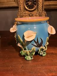 1877 George Jones Calla Lily & Swallows Majolica Jardinaire ...