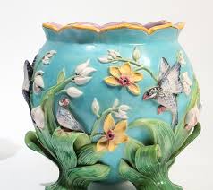 Lot - A pair of George Jones majolica jardinières, model ...