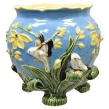 George Jones Majolica Jardiniere - 2 For Sale on 1stDibs