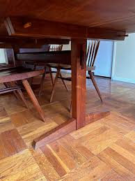 George Nakashima 8' Dining Table in Bookmatched Walnut with 5 Rosewood – MidCentury Masters