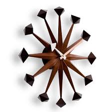 George Nelson Polygon Clock Genelic Reproduct DAIVA Walnut Brown Wood Unused | eBay