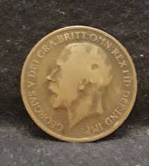1919-H Great Britain penny, George V, scarcer Heaton strike ...