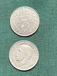 1917 & 1918 British Threepence Silver King George V UK 3p ...