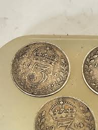 5 X George V Silver 3d Coins 1911/12/13/14/15. - Etsy