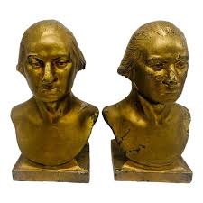 Vintage George Washington Cast Iron Bookends | Chairish